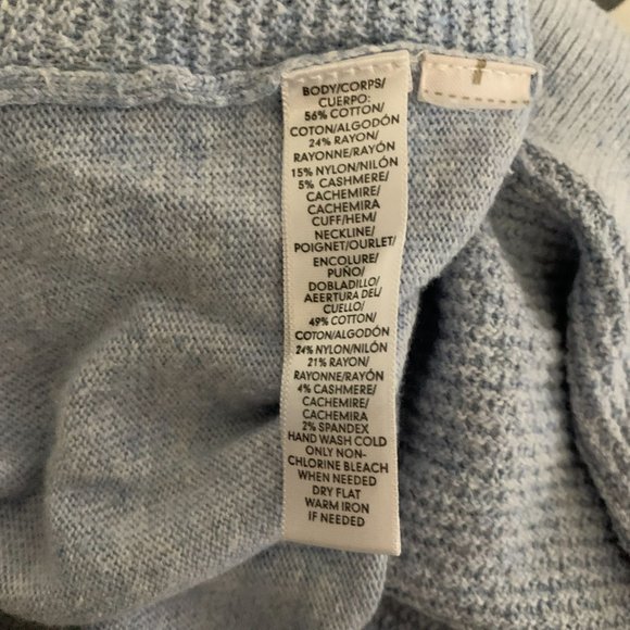 Ann Taylor LOFT Medium Sweater Cashmere Waffle Front Blue Sky - Picture 6 of 6